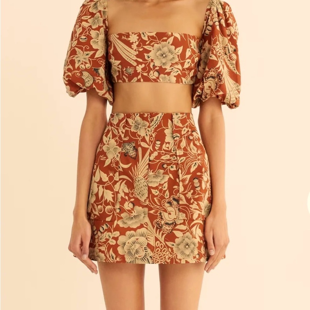 NWT Rumer the label Neve rust crop top and skirt set. Size M